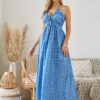 Bohemian Halter Maxi Dress - Women's Summer Sleeveless Flowy Beach Dress - Image 5