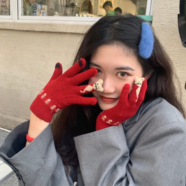 Christmas Red Finger Gloves For Women - Image 8