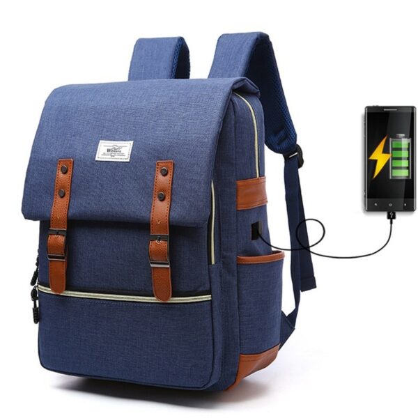 Vintage men women canvas backpacks school bags for teenage girls laptop backpack with USB charging fashion travel - Image 4