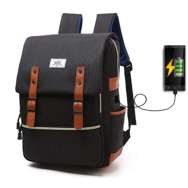 Vintage men women canvas backpacks school bags for teenage girls laptop backpack with USB charging fashion travel - Image 5