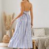 Bohemian Halter Maxi Dress - Women's Summer Sleeveless Flowy Beach Dress - Image 5