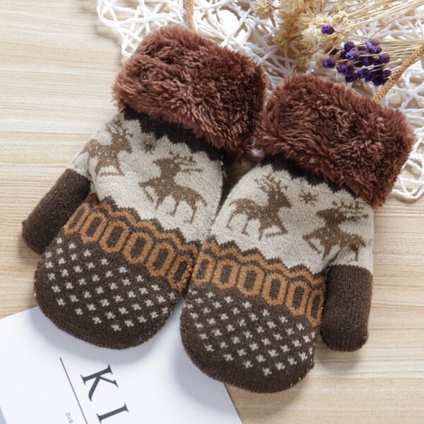 Cute Middle And Big Kids Halter Neck Bag Finger Knitted Gloves - Image 4