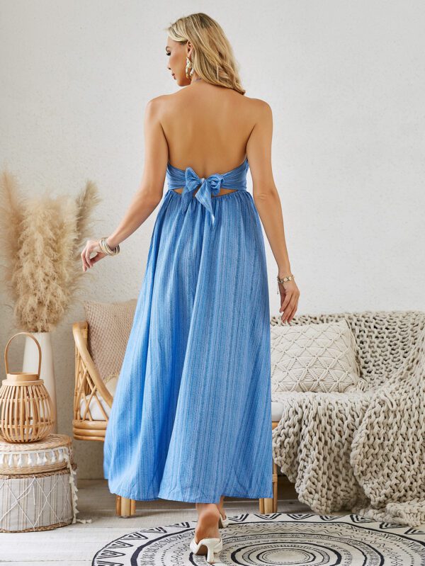 Bohemian Halter Maxi Dress - Women's Summer Sleeveless Flowy Beach Dress - Image 2