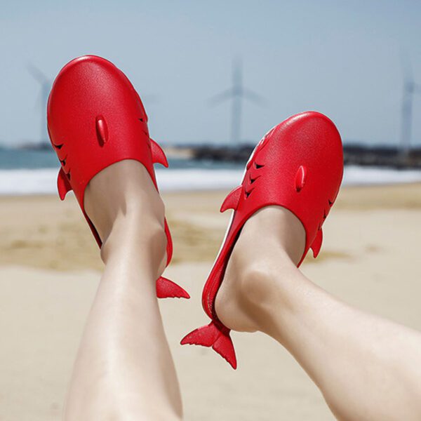 Shark Slippers Beach Shoes Home Flat Slippers Women Men - Image 6