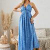 Bohemian Halter Maxi Dress - Women's Summer Sleeveless Flowy Beach Dress - Image 4