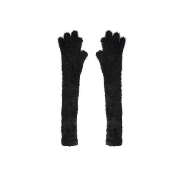 Candy Color Lengthened Mink-like Fingerless Gloves For Women - Image 7
