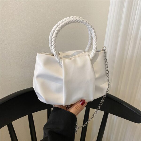 Portable Cloud Underarm Pleated Tote Chain Crossbody Bag - Image 2