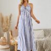Bohemian Halter Maxi Dress - Women's Summer Sleeveless Flowy Beach Dress - Image 2