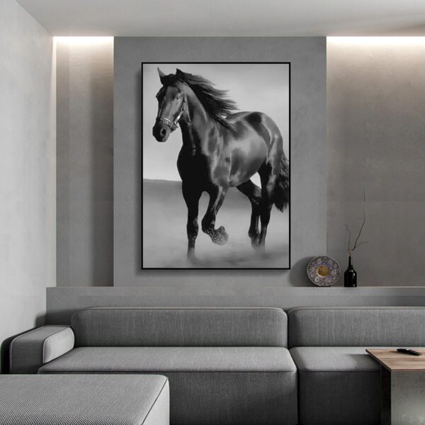 Art Canvas Animal Dark Horse Wall Art Living Room Home Decor - Image 5