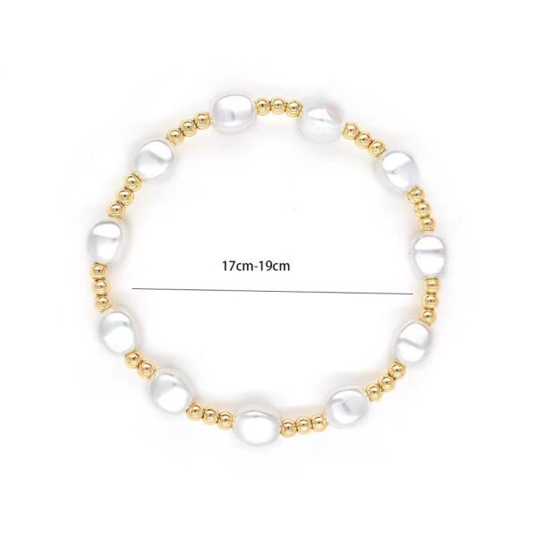 Elegant Freshwater Pearl And  Gold Bead Stretch Bracelet - Image 2