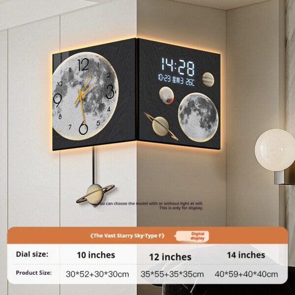 Corner Wall Clock Living Room Digital Display Wall-mounted Atmosphere - Image 3