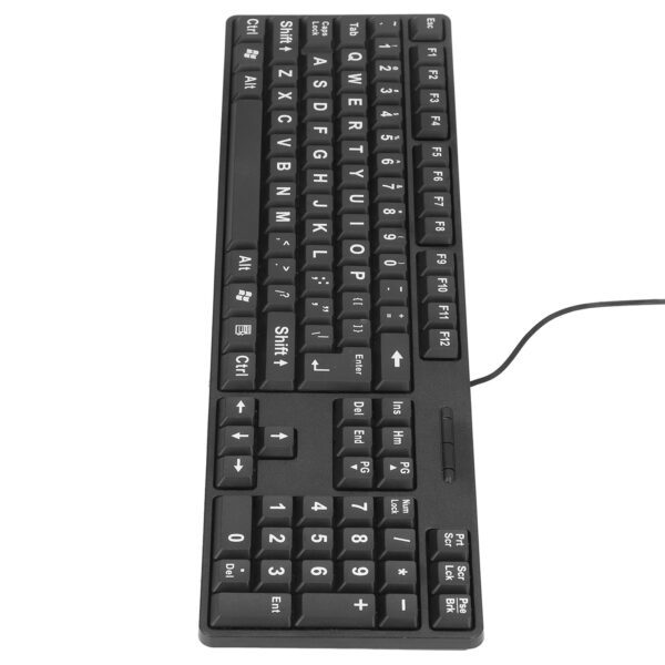 Wired Large Print Keyboard for Elderly 104 Keys Large Character Plug and Play USB Keyboard ABS Wired Keyboard for Laptop - Image 8