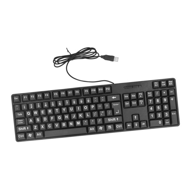 Wired Large Print Keyboard for Elderly 104 Keys Large Character Plug and Play USB Keyboard ABS Wired Keyboard for Laptop - Image 5