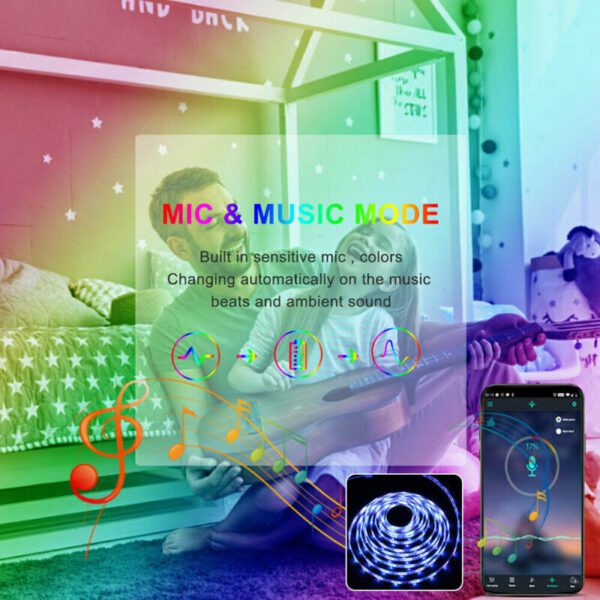 BRAND NEW 5050 RGB LED Strip Bluetooth Remote Lights TV Back Lights For Bar Room - Image 8